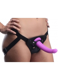 Лиловый поясной страпон Navigator Silicone G-Spot Dildo with Harness - 17,8 см. - XR Brands - купить с доставкой в Волгограде