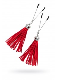 Зажимы на соски «Вилки» с красными кисточками из замши - Pecado - купить с доставкой в Волгограде