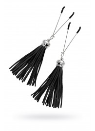 Зажимы на соски «Вилки» с черными кисточками из замши - Pecado - купить с доставкой в Волгограде