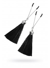 Зажимы на соски «Вилки» с черными кисточками из шелка - Pecado - купить с доставкой в Волгограде