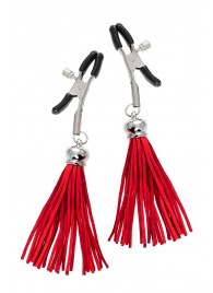 Зажимы на соски «Прищепки» с красными кисточками из замши - Pecado - купить с доставкой в Волгограде