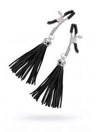 Зажимы на соски «Прищепки» с черными кисточками из замши - Pecado - купить с доставкой в Волгограде