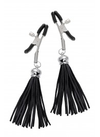 Зажимы на соски «Прищепки» с черными кисточками из замши - Pecado - купить с доставкой в Волгограде