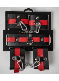 Черно-красный набор фиксаций: наручники, оковы и ошейник - Crazy Handmade - купить с доставкой в Волгограде