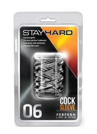 Прозрачная насадка с объёмными чёрточками STAY HARD COCK SLEEVE 06 CLEAR - Blush Novelties - в Волгограде купить с доставкой