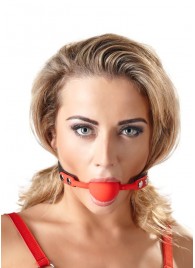 Силиконовый кляп-шар на чёрных ремешках Red Gag silicone - Orion - купить с доставкой в Волгограде