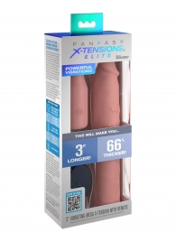 Телесная вибронасадка на член 3  Vibrating Mega X-tension with Remote - 22,9 см. - Pipedream - в Волгограде купить с доставкой