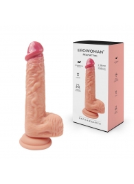 Телесный фаллоимитатор с розовой головкой - 19 см. - Erowoman-Eroman