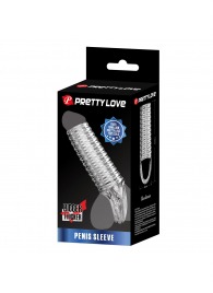 Прозрачная насадка на пенис с ребрышками и подхватом мошонки - Baile - в Волгограде купить с доставкой