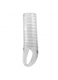 Прозрачная насадка на пенис с ребрышками и подхватом мошонки - Baile - в Волгограде купить с доставкой