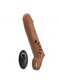 Коричневая вибронасадка с подхватом мошонки и пультом ДУ - Baile - в Волгограде купить с доставкой