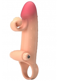 Телесная вибронасадка на пенис с подхватом мошонки - 20 см. - Baile - в Волгограде купить с доставкой