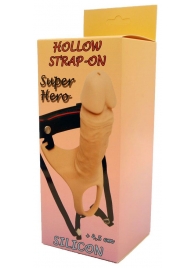 Телесный полый страпон на ремешках - 16,5 см. - Boys of Toys - купить с доставкой в Волгограде