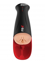 Телесный мастурбатор-вагина в черной колбе с вибрацией Fuck-O-Matic Pro XL - Pipedream - в Волгограде купить с доставкой