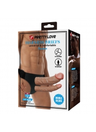 Темно-бежевый фаллопротез для двойного проникновения - 17,5 см. - Baile - купить с доставкой в Волгограде