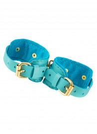 Голубые двуслойные кожаные оковы - Pecado - купить с доставкой в Волгограде