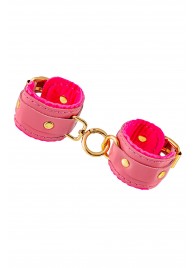 Розовые двуслойные кожаные наручники-браслеты - Pecado - купить с доставкой в Волгограде