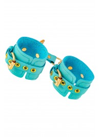 Голубые однослойные кожаные наручники - Pecado - купить с доставкой в Волгограде