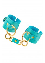 Голубые однослойные кожаные наручники - Pecado - купить с доставкой в Волгограде