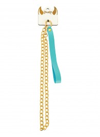 Голубой кожаный поводок с карабином для ошейника - 80 см. - Pecado - купить с доставкой в Волгограде