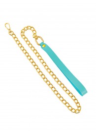 Голубой кожаный поводок с карабином для ошейника - 80 см. - Pecado - купить с доставкой в Волгограде