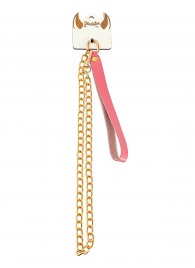 Розовый кожаный поводок с карабином для ошейника - 80 см. - Pecado - купить с доставкой в Волгограде