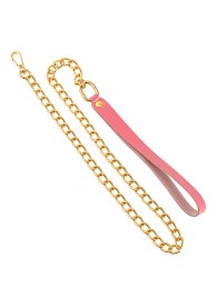 Розовый кожаный поводок с карабином для ошейника - 80 см. - Pecado - купить с доставкой в Волгограде