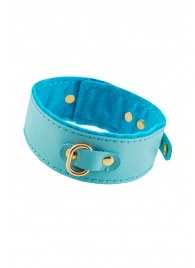Голубой двуслойный кожаный ошейник с подкладкой из фетра - Pecado - купить с доставкой в Волгограде