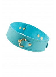 Голубой кожаный однослойный ошейник с прошивкой - Pecado - купить с доставкой в Волгограде