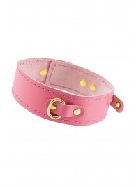 Розовый кожаный однослойный ошейник с прошивкой - Pecado - купить с доставкой в Волгограде