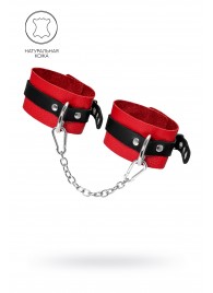 Красно-черные мягкие оковы с одним ремешком и люверсами - Pecado - купить с доставкой в Волгограде