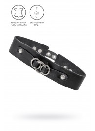 Черный чокер-ошейник со связанными кольцами на подложке - Pecado - купить с доставкой в Волгограде