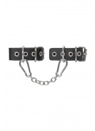 Черные кожаные наручники-браслеты из одного ремешка с люверсами - Pecado - купить с доставкой в Волгограде