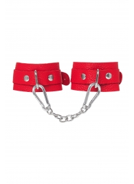 Красные кожаные наручники-браслеты со скруглёнными углами - Pecado - купить с доставкой в Волгограде