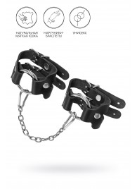 Черные кожаные наручники-браслеты из двух ремешков - Pecado - купить с доставкой в Волгограде
