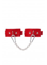 Красные кожаные узкие оковы со скруглёнными углами - Pecado - купить с доставкой в Волгограде