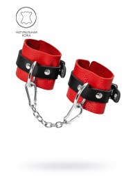 Красно-черные мягкие наручники с одним ремешком с люверсами - Pecado - купить с доставкой в Волгограде