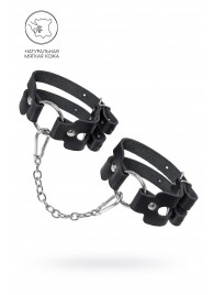 Черные кожаные оковы из двух ремешков - Pecado - купить с доставкой в Волгограде