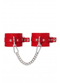 Красные мягкие кожаные оковы с люверсами - Pecado - купить с доставкой в Волгограде