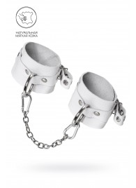 Белые мягкие кожаные оковы с люверсами - Pecado - купить с доставкой в Волгограде