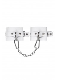 Белые мягкие кожаные наручники с люверсами - Pecado - купить с доставкой в Волгограде