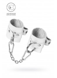 Белые мягкие кожаные наручники с люверсами - Pecado - купить с доставкой в Волгограде