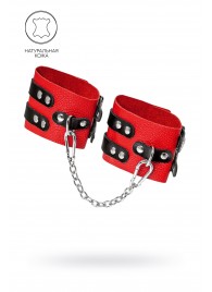 Красно-черные мягкие оковы с двумя ремешками с люверсами - Pecado - купить с доставкой в Волгограде