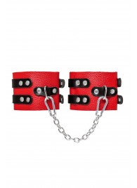 Красно-черные мягкие оковы с двумя ремешками с люверсами - Pecado - купить с доставкой в Волгограде