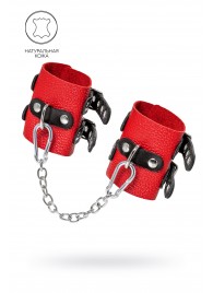 Красно-черные мягкие наручники с двумя ремешками с люверсами - Pecado - купить с доставкой в Волгограде