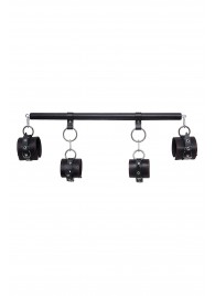 Черная распорка с 4 манжетами для рук и ног - Pecado - купить с доставкой в Волгограде