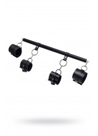 Черная распорка с 4 манжетами для рук и ног - Pecado - купить с доставкой в Волгограде