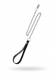 Поводок с ручкой из черной натуральной кожи и карабином для ошейника - Pecado - купить с доставкой в Волгограде