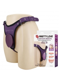 Фиолетовые трусики харнесс с платформой Caludio III - Baile - купить с доставкой в Волгограде