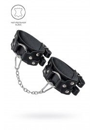 Черные кожаные оковы с двумя ремешками - Pecado - купить с доставкой в Волгограде